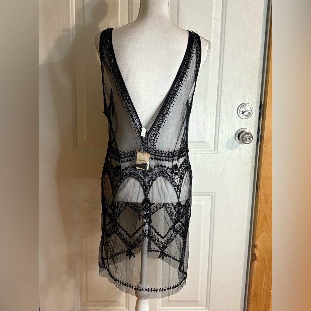 Free People intimately Black Sheer Lace Chemise size Medium NWT - Picture 3 of 16
